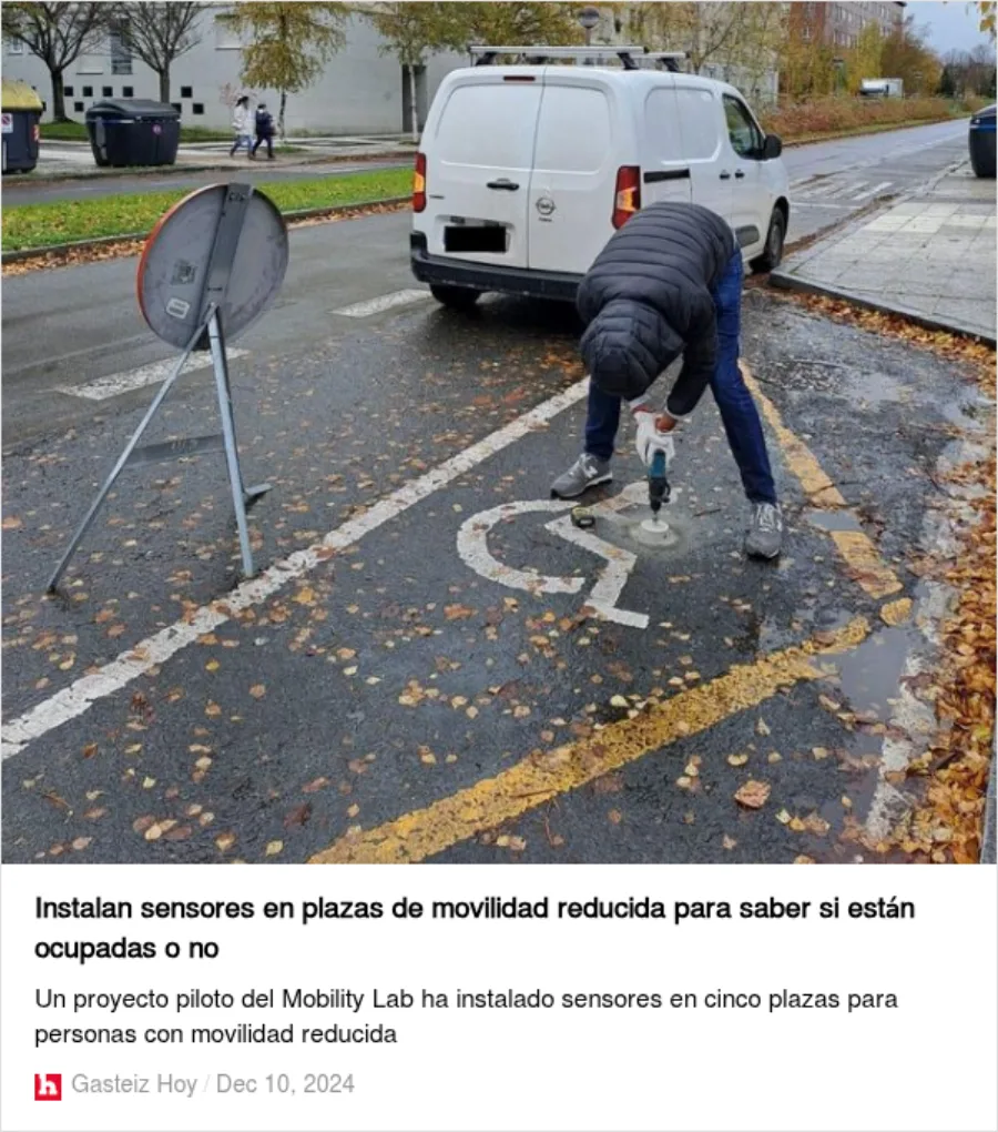 Prueba de sensores en plazas PMR dentro del Mobility Lab de Vitoria-Gasteiz
